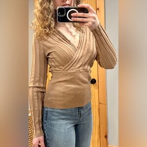 INC International Concepts Women's Camel V-Neck Sweater